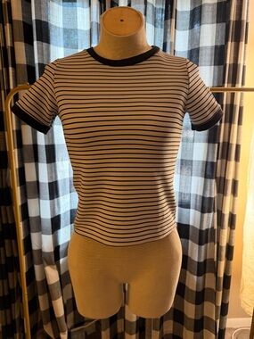 Nasty Gal Black and White Striped Short Sleeve Ringer Tee